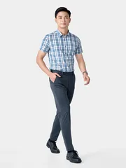 Áo Sơ Mi Nam Ngắn Tay 5S Fashion Kẻ Caro Phom Slimfit ASC24037