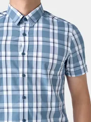 Áo Sơ Mi Nam Ngắn Tay 5S Fashion Kẻ Caro Phom Slimfit ASC24037