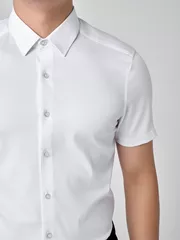 Áo Sơ Mi Nam Ngắn Tay 5S Fashion Trắng Dệt Jacquard ASC24075