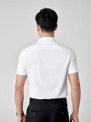 Áo Sơ Mi Nam Ngắn Tay 5S Fashion Trắng Dệt Jacquard ASC24075