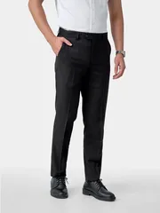 Quần Tây Nam 5S Fashion Trơn Màu Đen Slimfit QAU24163