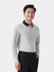 Áo Polo Dài Tay 5S Fashion Cổ Phối Màu Slimfit APD23600