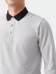 Áo Polo Dài Tay 5S Fashion Cổ Phối Màu Slimfit APD23600