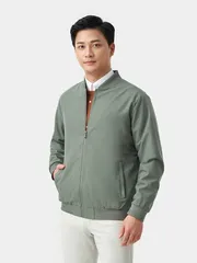 Áo Khoác Bomber 2 Lớp Lót Gió 5S Fashion Màu Rêu AKB23017