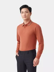 Áo Polo Dài Tay Phối Màu 5S Fashion Trơn APD23005