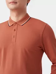 Áo Polo Dài Tay Phối Màu 5S Fashion Trơn APD23005