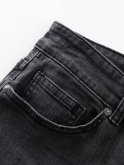 Quần Jean Nam 5S Fashion Màu Ghi Đen Regular QJE24013