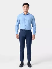 Áo Sơ Mi Nam Dài Tay 5S Fashion Màu Xanh Regular ASM24064