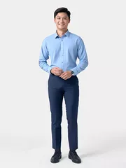 Áo Sơ Mi Nam Dài Tay 5S Fashion Màu Xanh Regular ASM24064