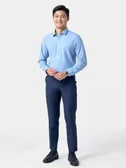 Áo Sơ Mi Nam Dài Tay 5S Fashion Màu Xanh Regular ASM24064