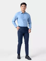 Áo Sơ Mi Nam Dài Tay 5S Fashion Màu Xanh Regular ASM24064