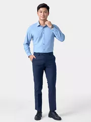 Áo Sơ Mi Nam Dài Tay 5S Fashion Màu Xanh Regular ASM24064