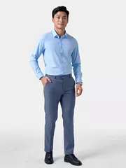 Áo Sơ Mi Nam Dài Tay 5S Fashion Xanh Aqua Slimfit ASM24211