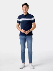 Áo Polo Nam 5S Fashion Can Phối Kẻ Ngang Phom Slimfit APC24054