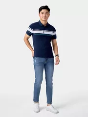 Áo Polo Nam 5S Fashion Can Phối Kẻ Ngang Phom Slimfit APC24054