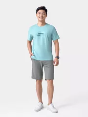 Áo Thun Nam Ngắn Tay In Chữ Phối Hình In Phom Casual ATS24027