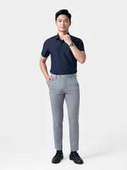 Áo Sơ Mi Nam Ngắn Tay 5S Fashion Màu Tím Than Trơn Slimfit ASC24007