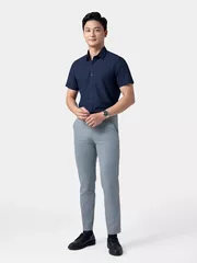 Áo Sơ Mi Nam Ngắn Tay 5S Fashion Màu Tím Than Trơn Slimfit ASC24007