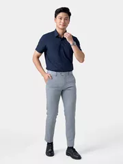 Áo Sơ Mi Nam Ngắn Tay 5S Fashion Màu Tím Than Trơn Slimfit ASC24007
