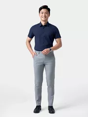 Áo Sơ Mi Nam Ngắn Tay 5S Fashion Màu Tím Than Trơn Slimfit ASC24007