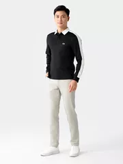 Áo Polo Nam Cotton Dài Tay Can Phối 5S Fashion Phom Slimfit APD24002