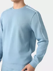 Bộ Nỉ Nam Cổ Tròn 5S Fashion Phối Line Khỏe Khoắn Slimfit BNI24020