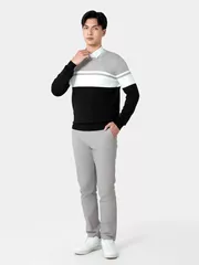 Áo Len Nam Cổ Tròn 5S Fashion Dệt Kẻ Slimfit ALE24006