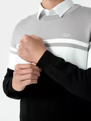 Áo Len Nam Cổ Tròn 5S Fashion Dệt Kẻ Slimfit ALE24006