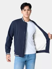 Áo Khoác Bomber Nam 5S Fashion Lót Lông In Logo AKB24017