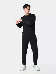 Bộ Quần Áo Nỉ Nam 5S Fashion Trơn In Logo Slimfit BNI24101