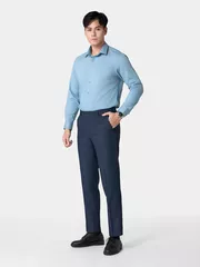 Áo Sơ Mi Nam Màu Xanh Trơn 5S Fashion Phom Regular ASM24028