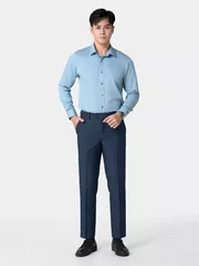 Áo Sơ Mi Nam Màu Xanh Trơn 5S Fashion Phom Regular ASM24028