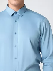 Áo Sơ Mi Nam Màu Xanh Trơn 5S Fashion Phom Regular ASM24028