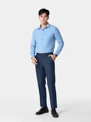 Áo Sơ Mi Nam Dài Tay Màu Xanh 5S Fashion Slimfit ASM24035