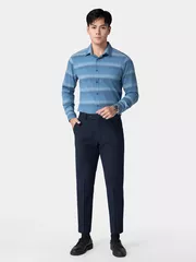 Áo Sơ Mi Nam Dài Tay Kẻ Ngang 5S Fashion Slimfit ASM24015