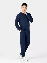 Áo Nỉ Nam Cổ Tròn In Line Phối Chữ 5S Fashion Slimfit BANI24017