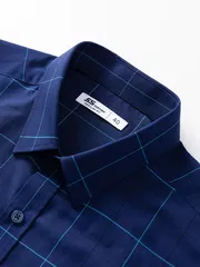 Áo Sơ Mi Nam Dài Tay 5S Fashion Dệt Kẻ Ô Regular ASM24005