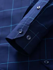 Áo Sơ Mi Nam Dài Tay 5S Fashion Dệt Kẻ Ô Regular ASM24005