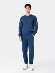 Bộ Nỉ Nam Cổ Tròn 5S Fashion Phối Line Khỏe Khoắn Slimfit BNI24020