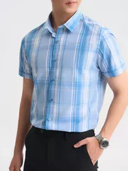 Áo Sơ Mi Nam Cộc Tay 5S Fashion Kẻ Caro Phom Slimfit ASC25015