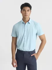 Áo Sơ Mi Nam Ngắn Tay 5S Fashion Kẻ Sọc Slimfit ASC25003