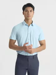 Áo Sơ Mi Nam Ngắn Tay 5S Fashion Kẻ Sọc Slimfit ASC25003