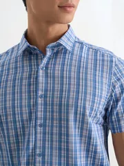 Áo Sơ Mi Nam Ngắn Tay 5S Fashion Kẻ Ô Phối Màu Phom Smarfit ASC25013