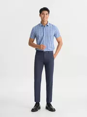 Áo Sơ Mi Nam Ngắn Tay 5S Fashion Kẻ Ô Phối Màu Phom Smarfit ASC25013