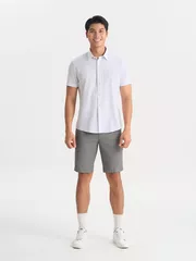 Áo Sơ Mi Nam Ngắn Tay 5S Fashion Họa Tiết Màu Trắng Slimfit ASC25034