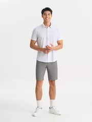 Áo Sơ Mi Nam Ngắn Tay 5S Fashion Họa Tiết Màu Trắng Slimfit ASC25034
