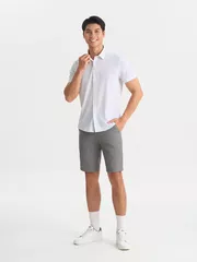 Áo Sơ Mi Nam Ngắn Tay 5S Fashion Họa Tiết Màu Trắng Slimfit ASC25034