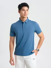 Áo Polo Nam 5S Fashion Can Phối In Lưng Slimfit APC25068