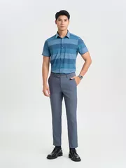 Áo Sơ Mi Nam Ngắn Tay 5S Fashion Kẻ Ngang Smart Fit ASC25021