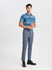 Áo Sơ Mi Nam Ngắn Tay 5S Fashion Kẻ Ngang Smart Fit ASC25021